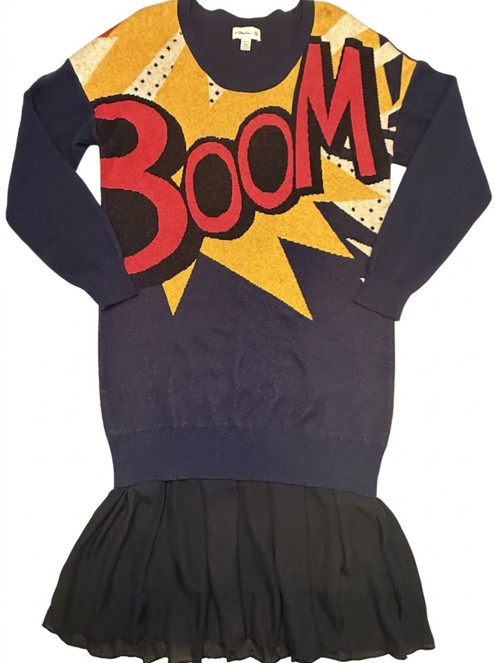 3.1 Phillip Lim Target BOOM Comic Pop Art Knit Drop Waist Skirt Dress Navy XS